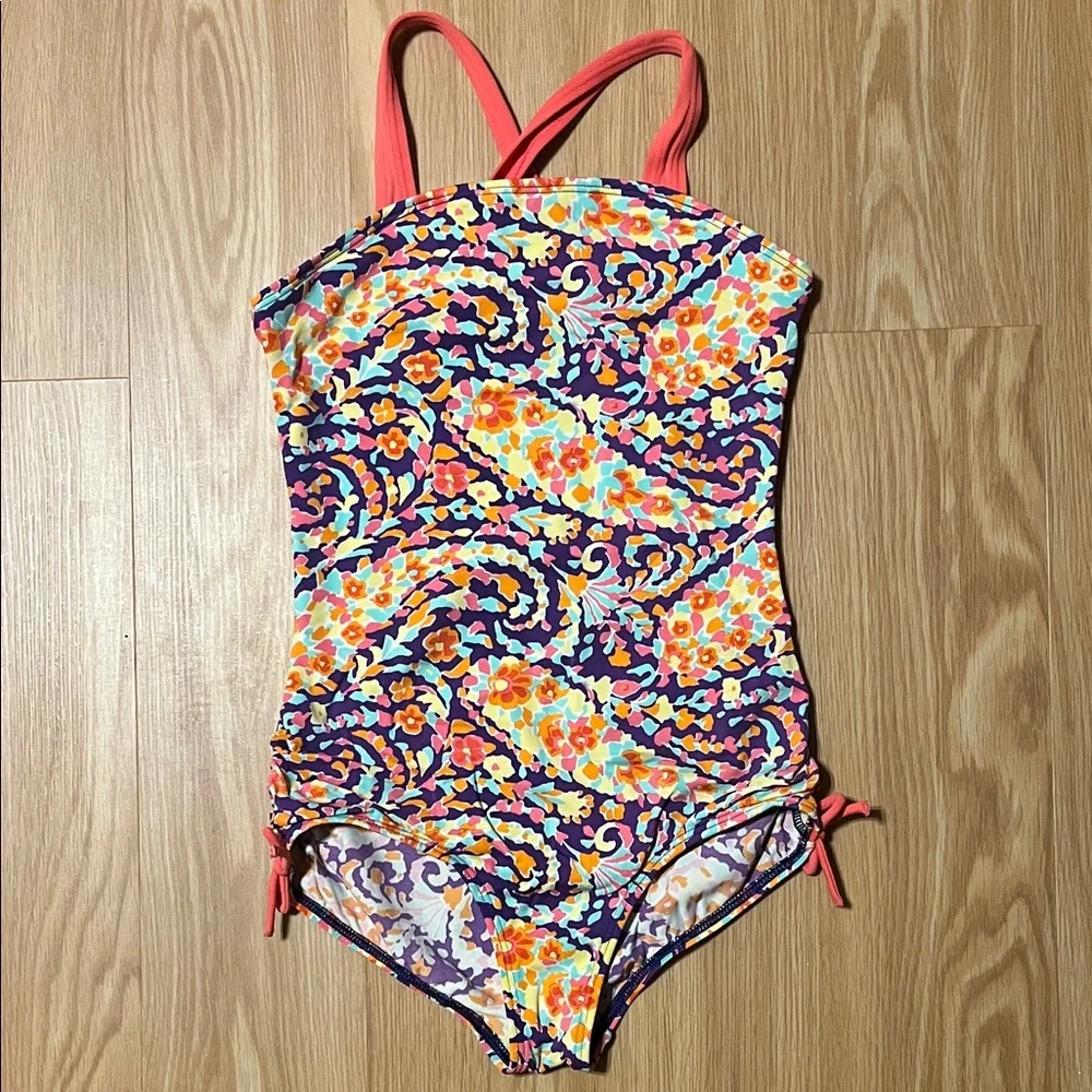 Lands' End Girls' Floral Paisley One-Piece Swimsuit, size girls 10
